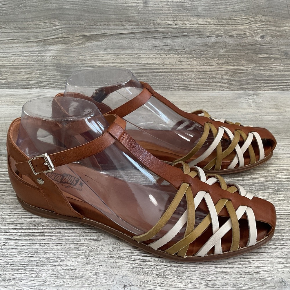 Pikolinos Womens 3 Tone Leather Slingback Sandals Ankle Strap Size 41 EU 10.5 US